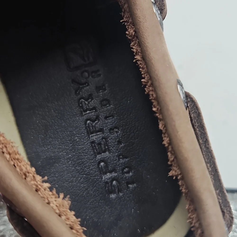 Sperry BABY size 7M brown leather hook and loop top sider with removable insoles